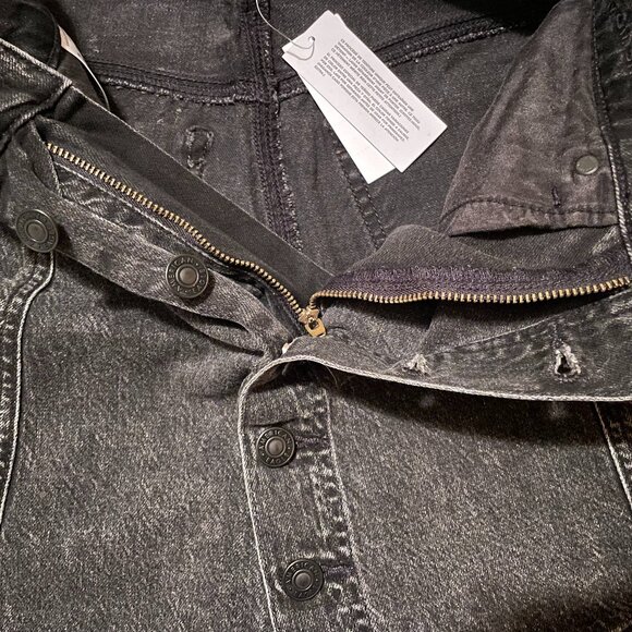 NEW! American Eagle Size 00 MOM Skort, Black Denim Mini Skirt - Picture 7 of 9